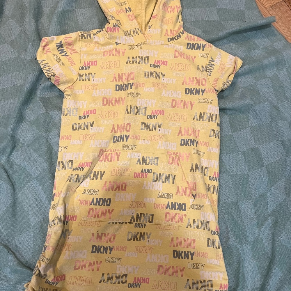 Vintage y2k DKNY Yellow Hooded Dress